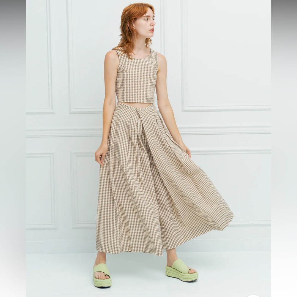 Rujuta Sheth Frida Pants in Tawny Check, Size M